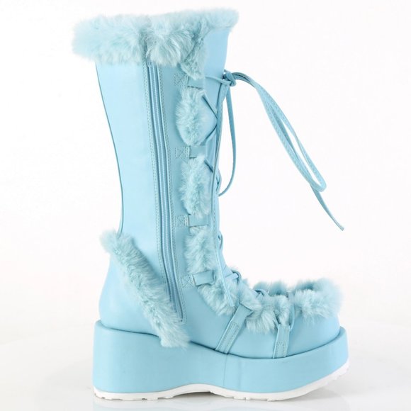 Platform Fur Trim Lace Up Boots - Picture 3 of 5